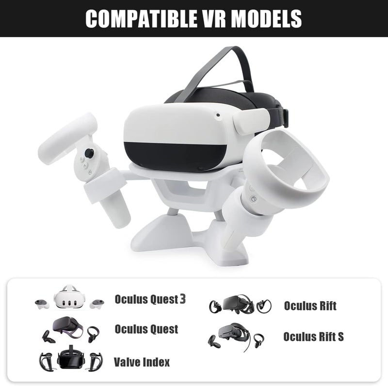 Dollox VR Stand, VR Headset Stand VR Display Holder Storage Virtual Reality Headset Desktop Display Stand for Oculus Quest 2, Quest 3/3s, Rift, Rift S, Valve Index Headsets & Touch Controllers - Image 2
